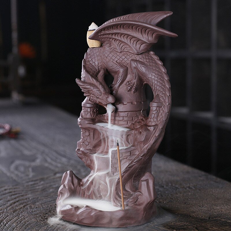 Dragon Ceramic Waterfall Incense Holder,Cool Dragon Decor