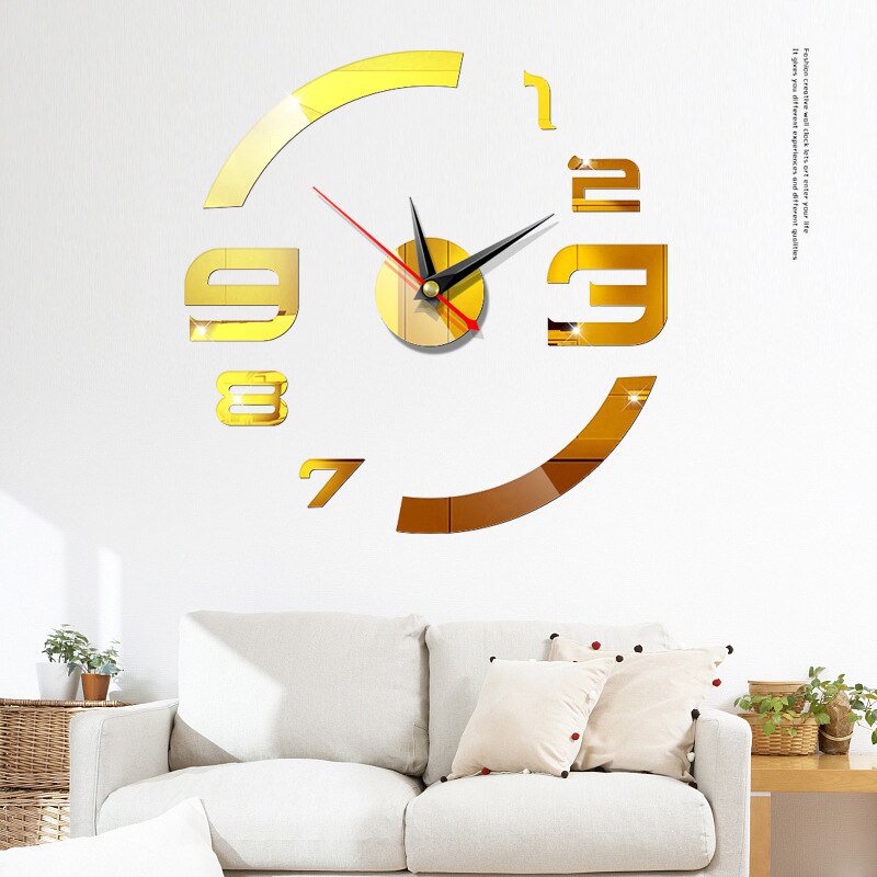 Function Acrylic Mini 3D Wall Clock Modern DIY Wall Clock Decorative Mirror Surface Sticker Home
