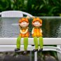 Set 2 Pumpkin Girls Ornaments Garden Micro Landscape Decoration Ceramic Crafts Cartoon Dolls