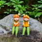 Set 2 Pumpkin Girls Ornaments Garden Micro Landscape Decoration Ceramic Crafts Cartoon Dolls