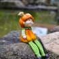 Set 2 Pumpkin Girls Ornaments Garden Micro Landscape Decoration Ceramic Crafts Cartoon Dolls