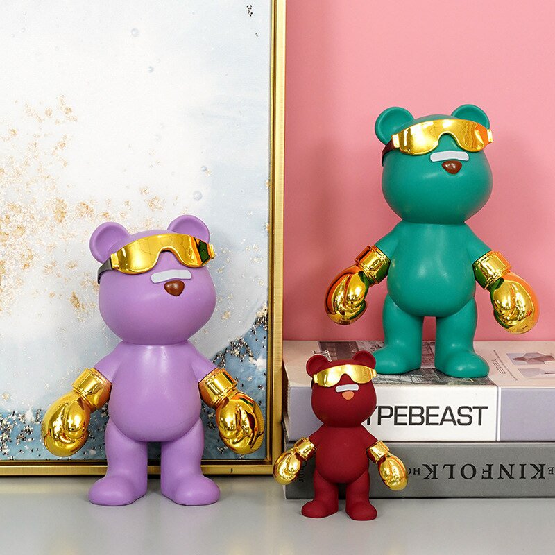 Boxing Violent Bear Ornaments Creative Home Desktop Decorations Office Cafe Gym
