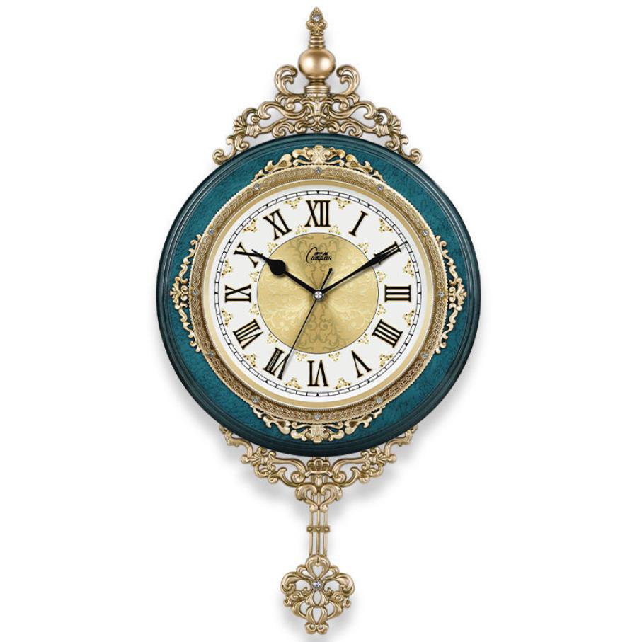 European Style Retro Wall Clock Watch Living Room Mute Pendulum Clock Elegant Taste Family Gift
