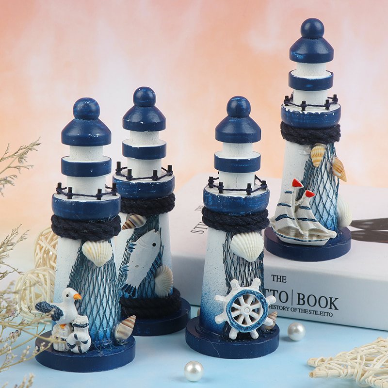 Small Lighthouse Sea Decoration Decorative Boats Ornament Decoration Resin Lighthouse Nautical