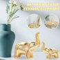 A Pair Elephant Statue Ceramic Animal Sculpture Craft Home Office Desktop Decor Wealth Lucky