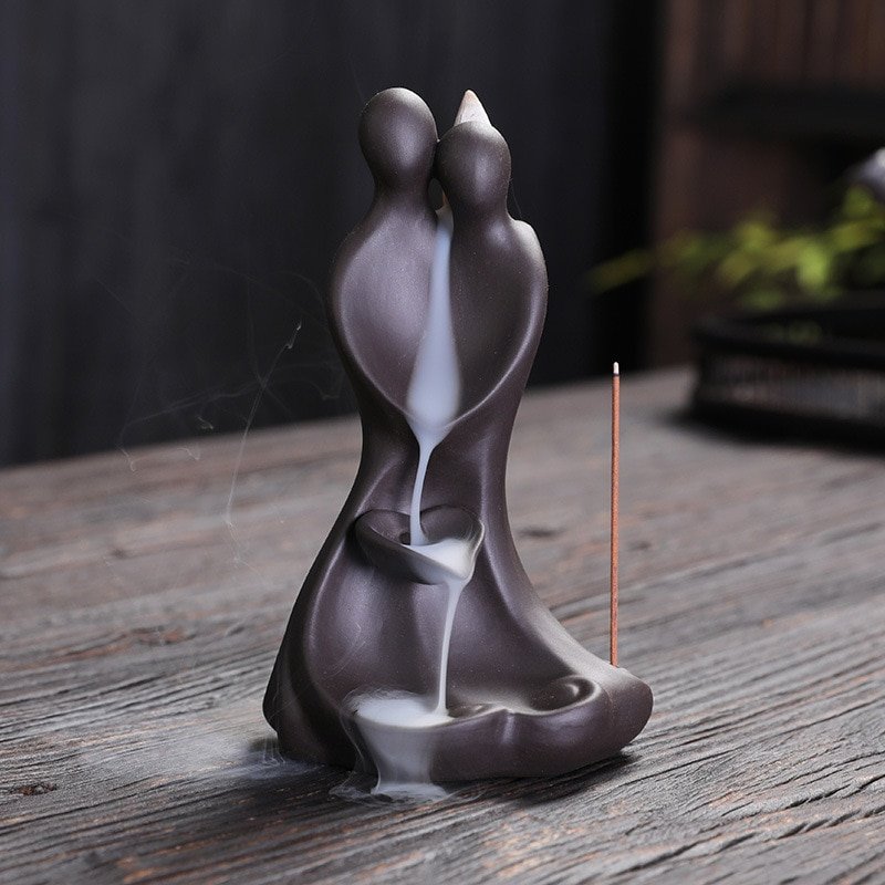 Y Love Each Other Backflow Incense Burner Purple Sand Incense Waterfall Cone Censers Ceramic