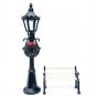 2Pcs Miniature Christmas Street Lamp Post Park Bench Seat Mini Street Light