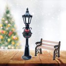 2Pcs Miniature Christmas Street Lamp Post Park Bench Seat Mini Street Light