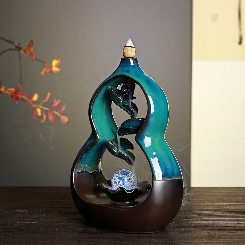Backflow Incense Burner, Waterfall Incense Burner, Ceramic Incense Holder Aromatherapy Home Decor