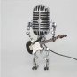 Vintage Microphone Robot Lamp Play Guitar Desk LED Lamp Light Vintage Miniatures Crafts Lighting
