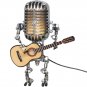 Vintage Microphone Robot Lamp Play Guitar Desk LED Lamp Light Vintage Miniatures Crafts Lighting