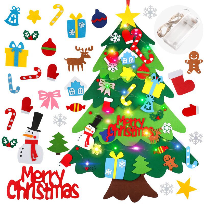 DIY Felt Christmas Tree DIY Kids Toys Xmas Decoration Ornaments Santa Claus Children's Tree Crafts
