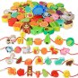 9/36pcs Wooden Toys Baby DIY Toy Cartoon Fruit Animal Stringing Threading Wooden