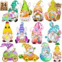 New 24pcs Wooden Easter Party Hanging Pendants Dwarf Bunny Easter Rabbit Oranment Egg Easter