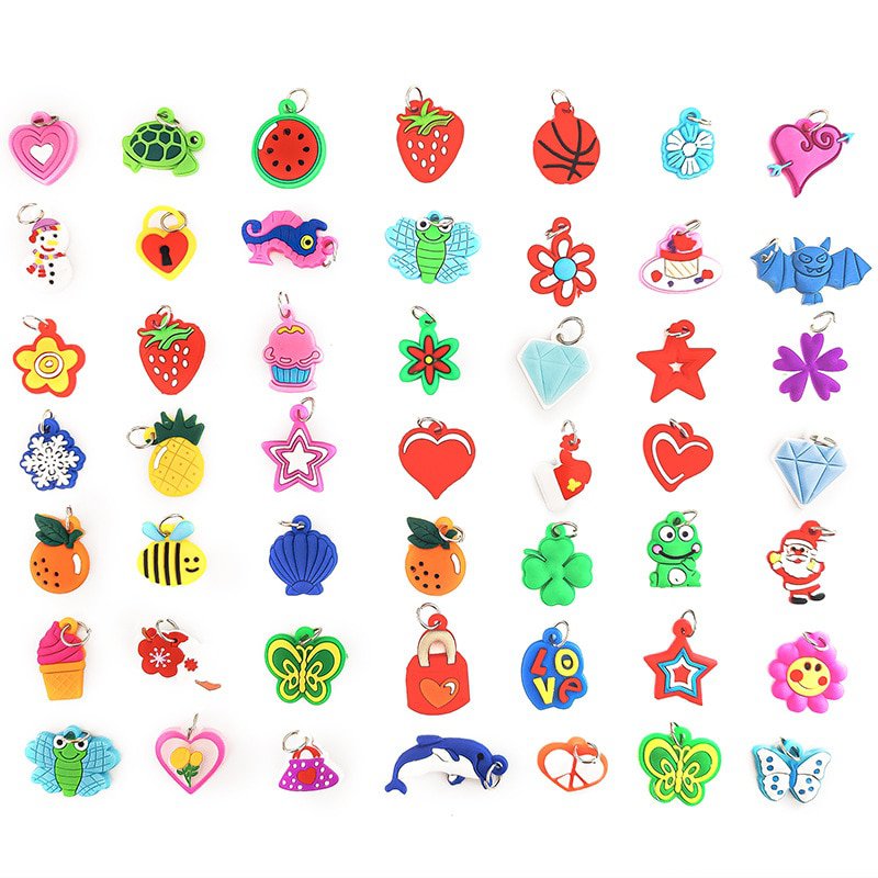 48Pcs DIY Colorful Handmade Rainbow Loom Soft Pendant Rubber Band Bracelet Jewelry