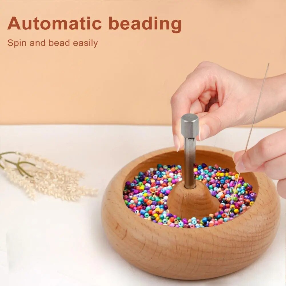 Durable Bead Threading Tool Durable Wooden Bead Spinner Set Easy Jewelry Making