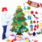 Kids DIY Felt Christmas Tree Toy Wall Hanging Artificial Xmas Tree with Snowman Ornament