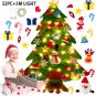 Kids DIY Felt Christmas Tree Toy Wall Hanging Artificial Xmas Tree with Snowman Ornament