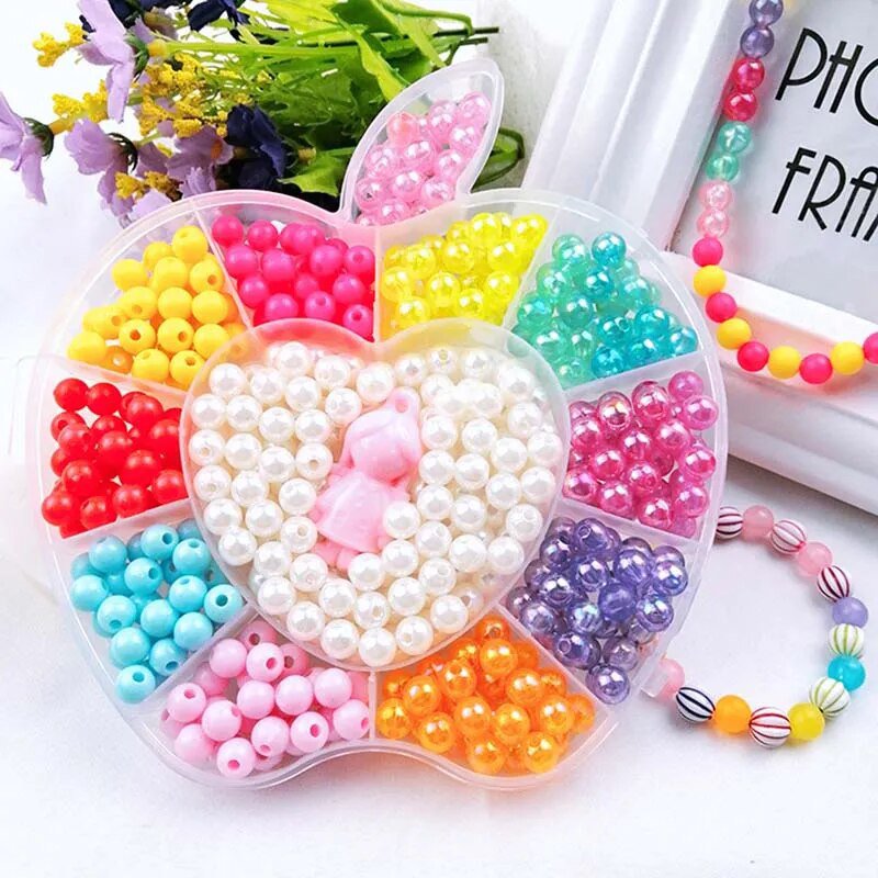 Children Beads Fruit Style Box Set DIY Handmade Bead Toy Necklace Building Kit Girl
