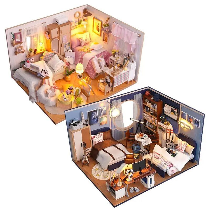 Dollhouse Miniature DIY Kit Mini Doll House Accessories DIY Wooden Dollhouse Handmade