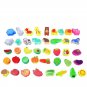 42PCS Wooden Beads Animal Alphanumeric Fruit Stringing Game Hand-brain Coordination