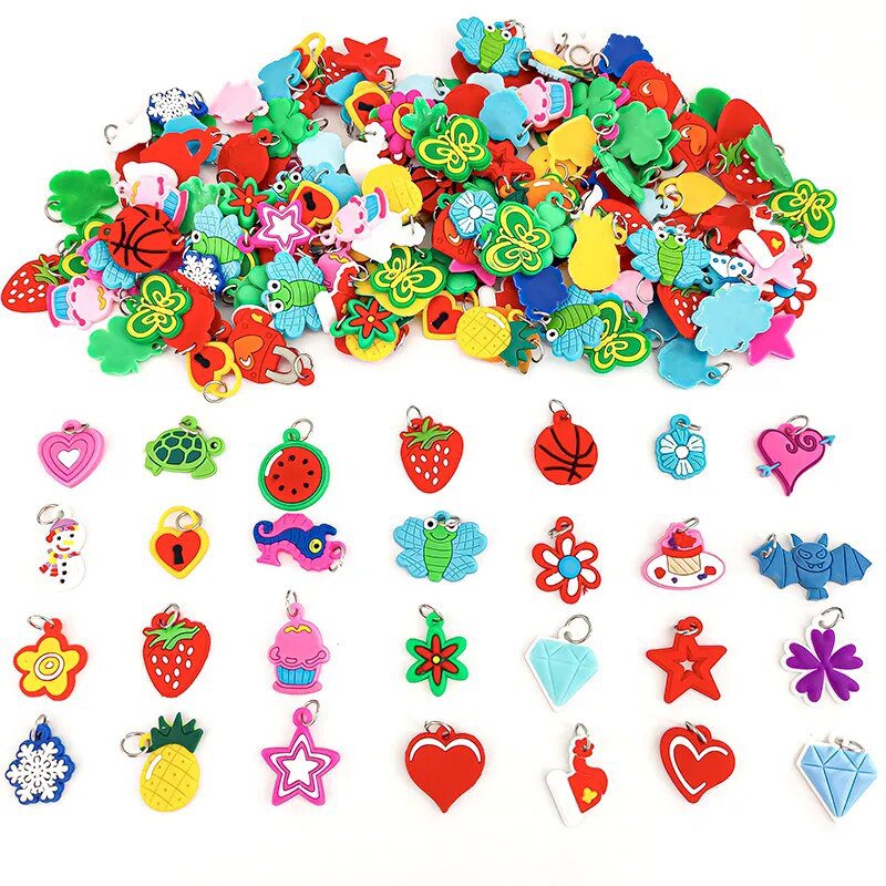 48Pcs DIY Colorful Handmade Rainbow Loom Soft Pendant Rubber Band Bracelet Jewelry