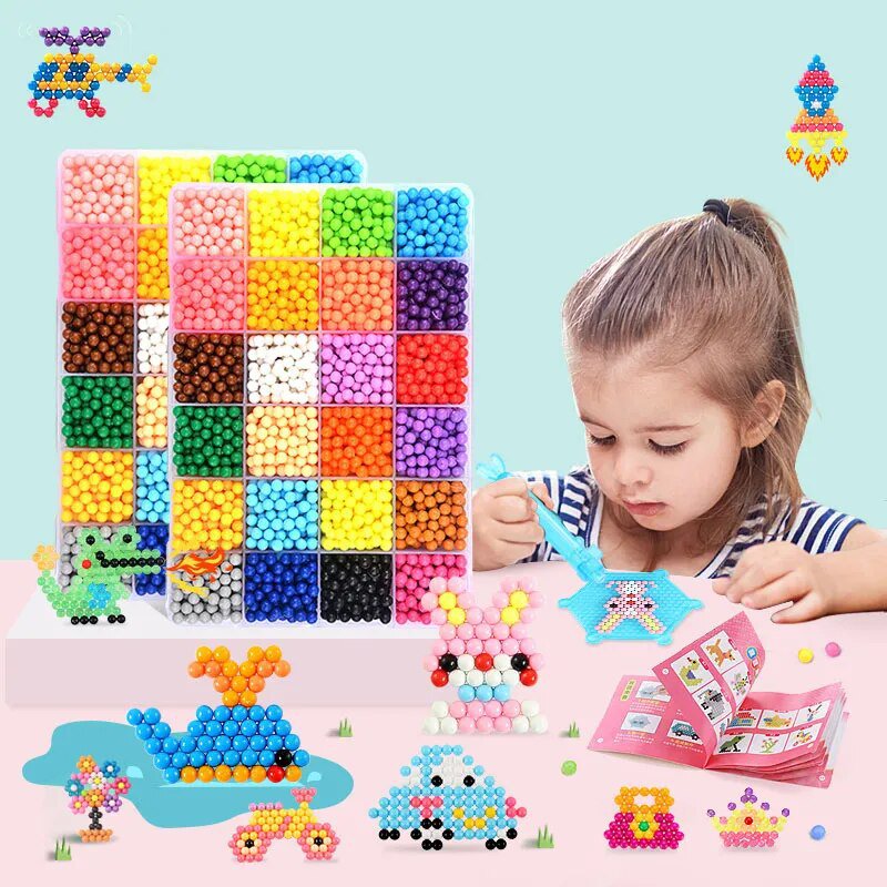 Montessori Refill Beads Puzzles Crystal DIY Water Spray Ball Games 3D Handmade Magic Water