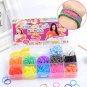 600-10000pcs Elastic Rainbow Rubber Bands Kits Colorful Weave Machine DIY Bracelet Handicraft