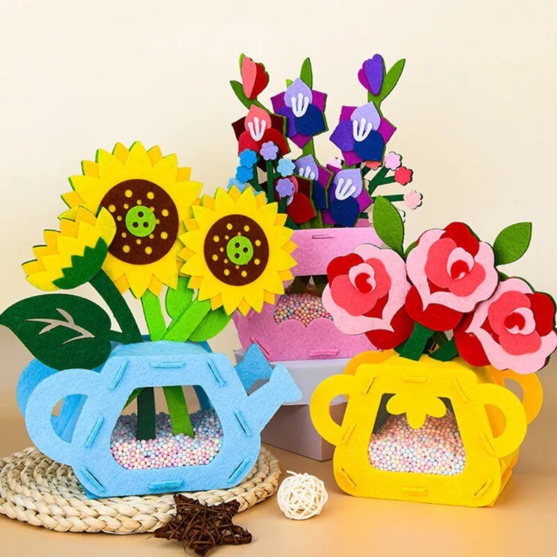Kids DIY Flower Pot Potted Plant Art Craft Toys for Children Kindergarten Learning Handmade Toy