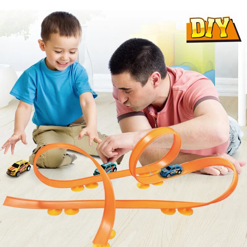 Stunt Speed Double Car Wheels Model Racing Track Diy Assembled Rail Kits Pull Back Vehicle