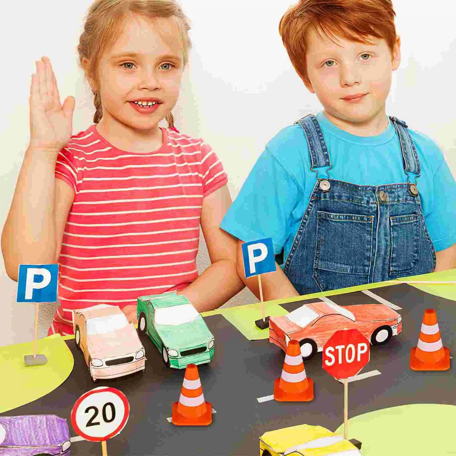 10 Pcs Miniatures Toy Road Sign Traffic Cones Models Kids Small Toys Signs Child