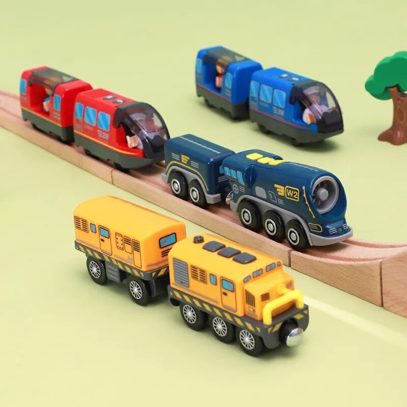 Battery Operated Locomotive Train Set Powerful Engine Bullet Electric Train Car Toys Fit