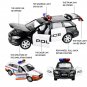 1:32 Audi Q7 Police Car Models Diecast Alloy Vehicles Pull Back 4 Doors Opened Sound & Light