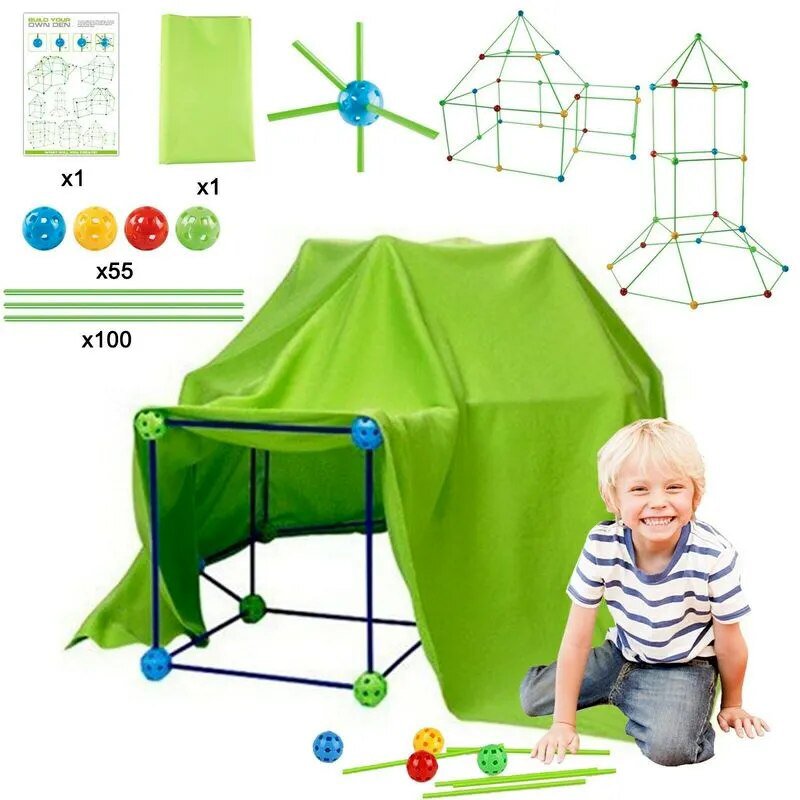 Construction Fort Building Castles Tunnels Tents 3D Magination Cultivation Play House Assemble Toys