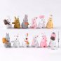 12Pcs Beautiful Rabbit Ornaments Miniature Decor Statue Resin Decorations