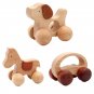Baby Dog/Horse Shape Ecofriendly Wooden Car Infant Cartoon Animal Puzzle Toys