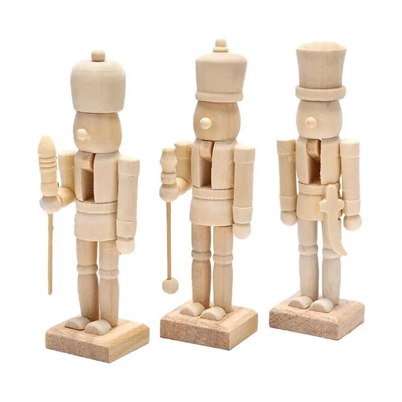 Christmas Nutcrackers Figures 12cm/5inch Unfinished Figurines Christmas Ornament White Blank