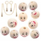 Smiling Wood Beads Natural Wood Beads Smile Face Painting Round Spacer Eco-Friendly Wooden Pearl
