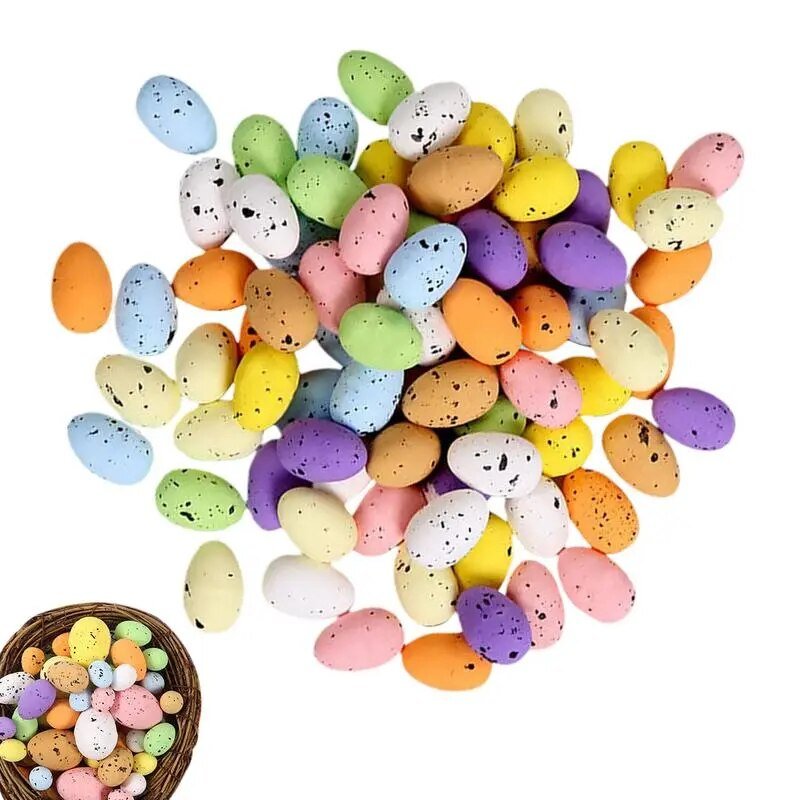 100pcs Easter Eggs DIY Speckled Foam Eggs Easter Party Decor Colorful Chick Eggs