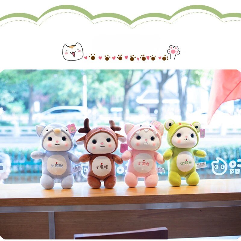 Hot Cartoon Cat Stuffed Animals Plush Toys Kawaii Soft Doll Dress Up