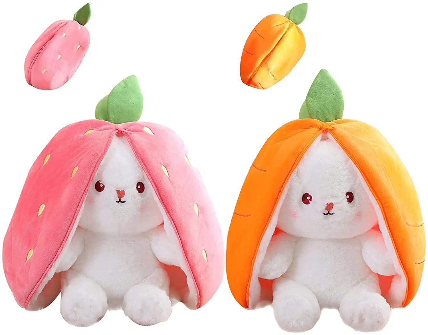 2PCS Soft Toy Strawberry Bunny Plush Easter Bunny Stuffed Animal Cute Rabbit Plush Gift
