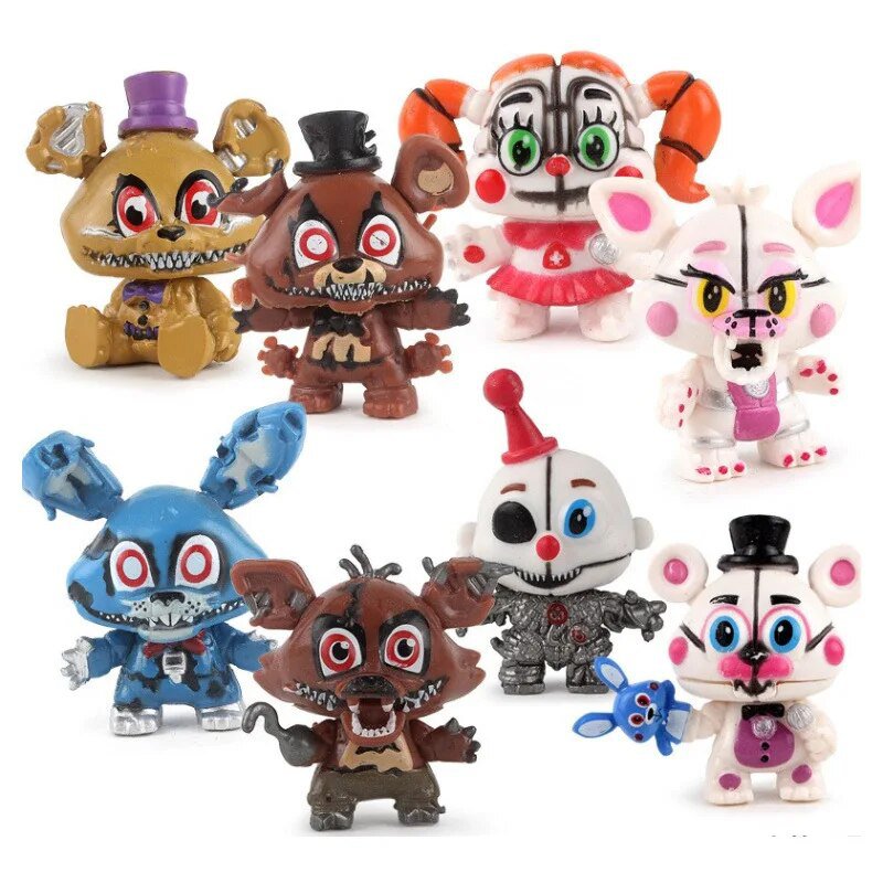 New 8Pcs/Set FNAF Five Nights At Freddys Freddy Toys Bonnie Foxy Fazbear Bear Action Figures