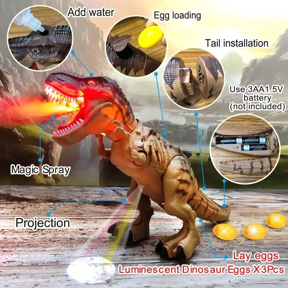 Electric Toy Large Size Walking Spray Lay Eggs Dinosaur Robot With Light Sound Mechanical Dinosaurs