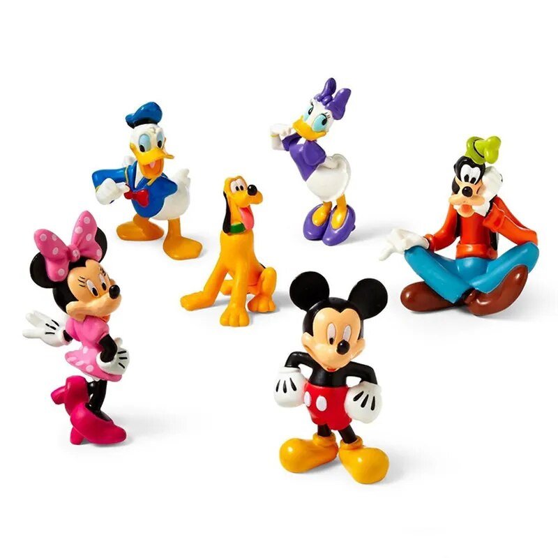 Disney 6pcs 6-7cm Mickey Mouse Minnie Donald Duck Mini Cute Cartoon PVC Action Figures