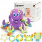 Floating Purple Octopus Bath Toys for Toddlers with 3 Hoopla Rings Interactive Bath Toy