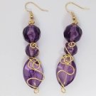 Purple Wire Wrapped Drop Dangle Women's Earrings Purple Wire Wrapped Drop Dangle Women's Earrings
