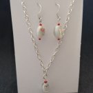 White Foil Beaded Necklace and Earring Set