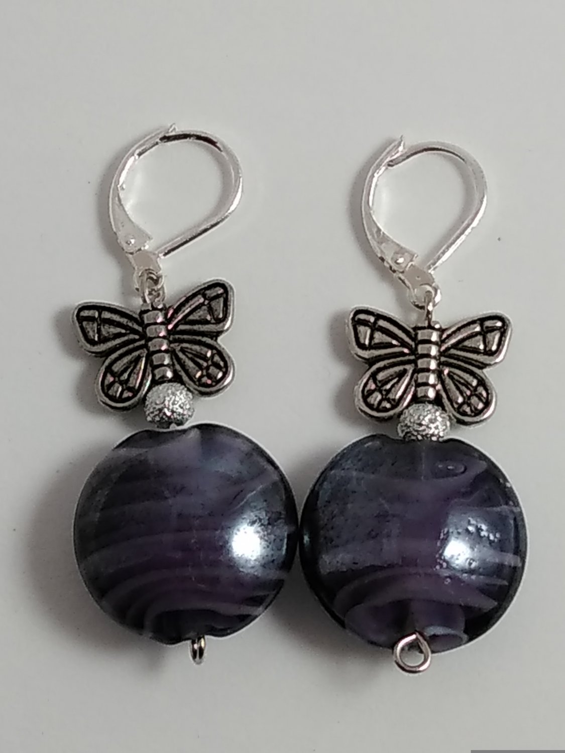 Silver tone Butterfly Handmade Dangle Earrings