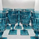 Vintage Indiana Glass Mt Vernon Blue Square Foot Goblet Teal Replacement