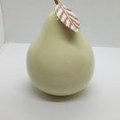 Vintage Ceramic Pear Figurine with Metal Leaf crazing